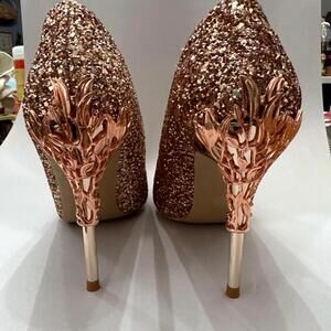BIGTREE Pumps High Heels Stiletto rose gold Glitter Womens Sz 8.5 EU 39